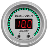 AutoMeter 52.4mm Silver Switchable 0-100 Fuel Level/8-18V Voltmeter Ultra-Lite Elite Digital Gauge (6709-UL)