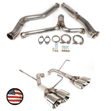 Nameless Performance Catback Exhaust - 2015-2021 WRX / 2015-2018 STi - Muffler Delete - 4" Double Wall Tips (SUCB15WRX-0MU-40SDW)
