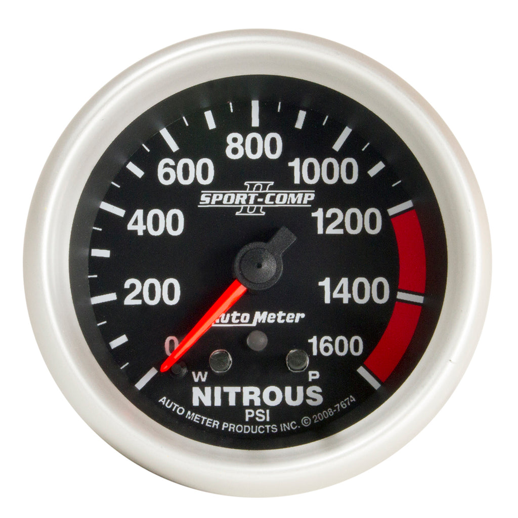 AutoMeter Sport-Comp II Pro Control 2-5/8in 1600 PSI Nitrous Pressure ...