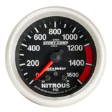 AutoMeter Sport-Comp II Pro Control 2-5/8in 1600 PSI Nitrous Pressure Gauge w/ Peak and Warn (7674)