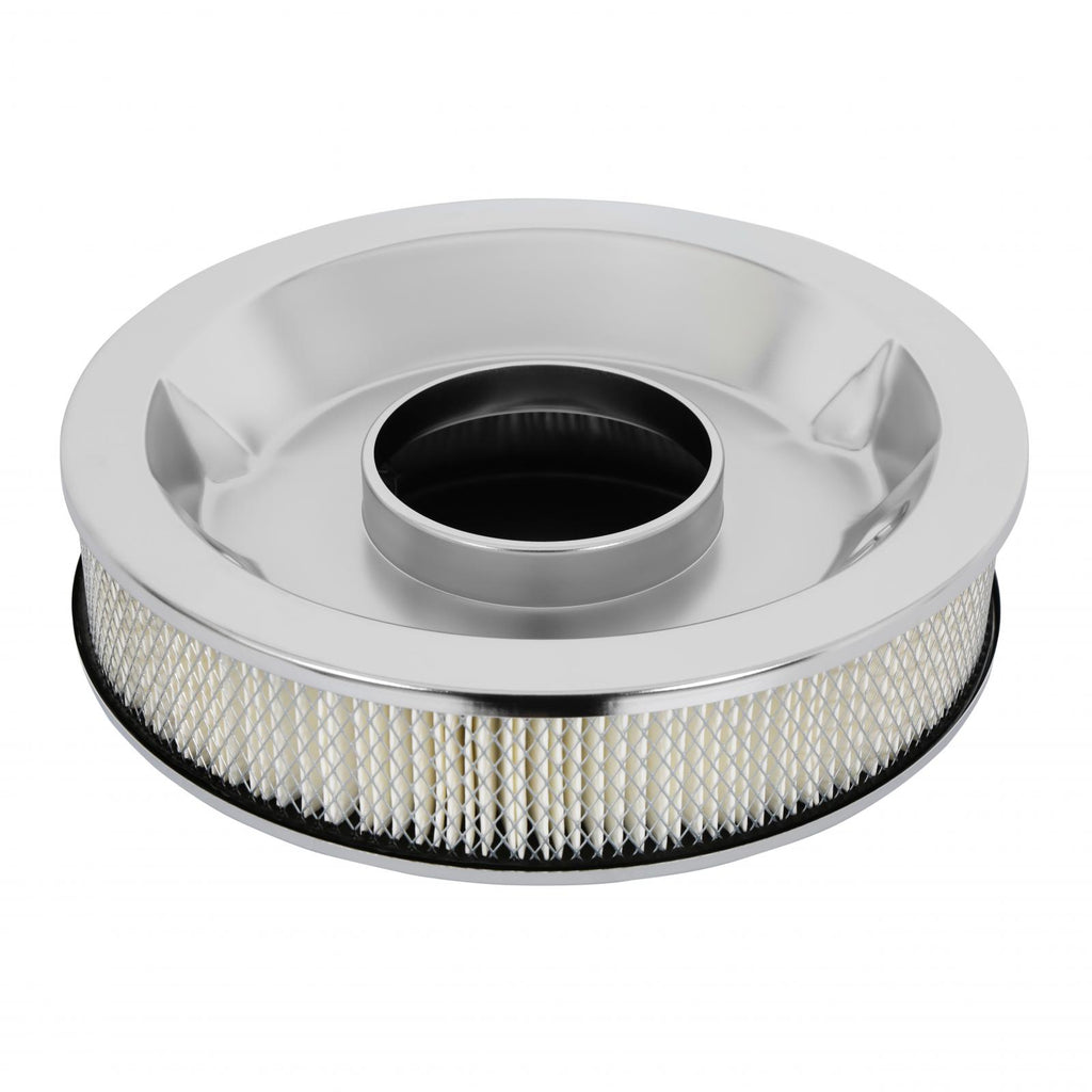 Demon Air Cleaner 14 Inch Chrome Demon Branded 14 Inch Chrome Air Filter With Paper Filter Element (786004)