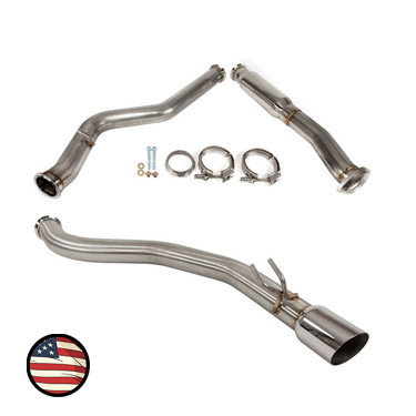 Nameless Performance Catback Exhaust - 2019-2021 Subaru STi Only - Muffler Delete - Single Exit Track Package - 4" Single Wall Tip (SUCB19STITP-40SWS)