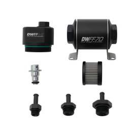 DeatschWerks DWFFR-X 70mm Billet Fuel Filter Regulator - 10 Micron with 5/16in Fittings (8-FFR-070-010K-516)