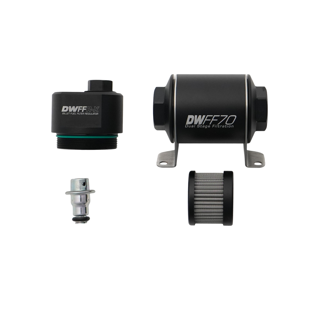 DeatschWerks DWFFR-X 70mm Billet Fuel Filter Regulator - 10 Micron (8-FFR-070-010K)