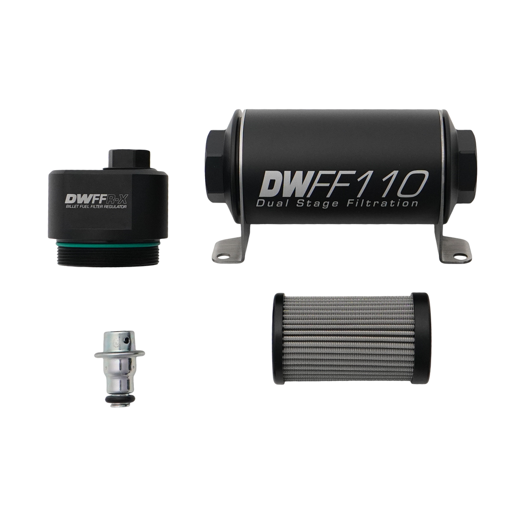 DeatschWerks DWFFR-X 110mm Billet Fuel Filter Regulator - 10 Micron (8-FFR-110-010K)