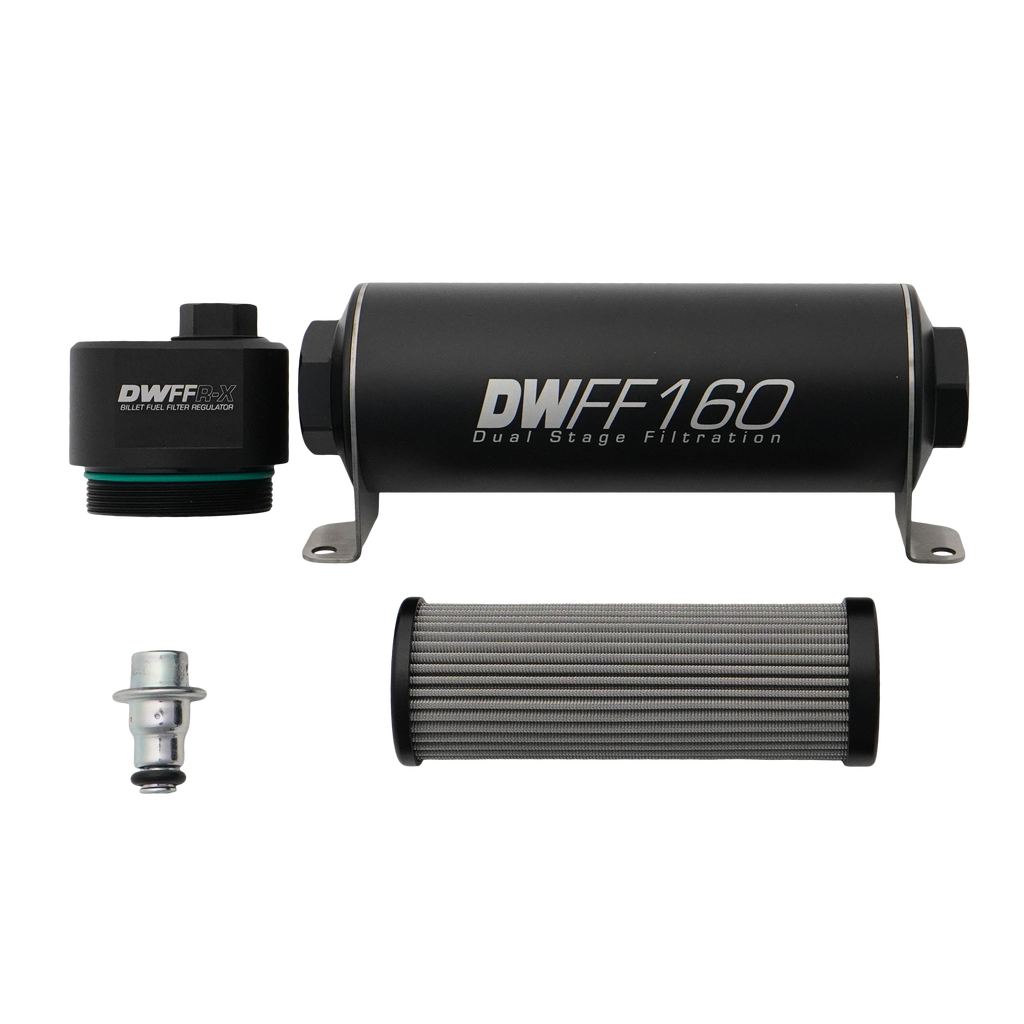 DeatschWerks DWFFR-X 160mm Billet Fuel Filter Regulator - 10 Micron (8-FFR-160-010K)