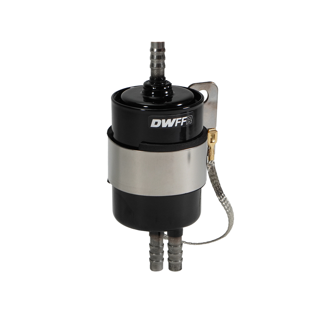 DeatschWerks 10 Micron 3/8in Barb Fuel Filter Regulator w/ Stainless Steel Body - Black (8-FFR-38)