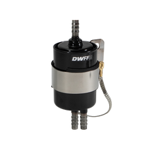 Load image into Gallery viewer, DeatschWerks 10 Micron 3/8in Barb Fuel Filter Regulator w/ Stainless Steel Body - Black (8-FFR-38)