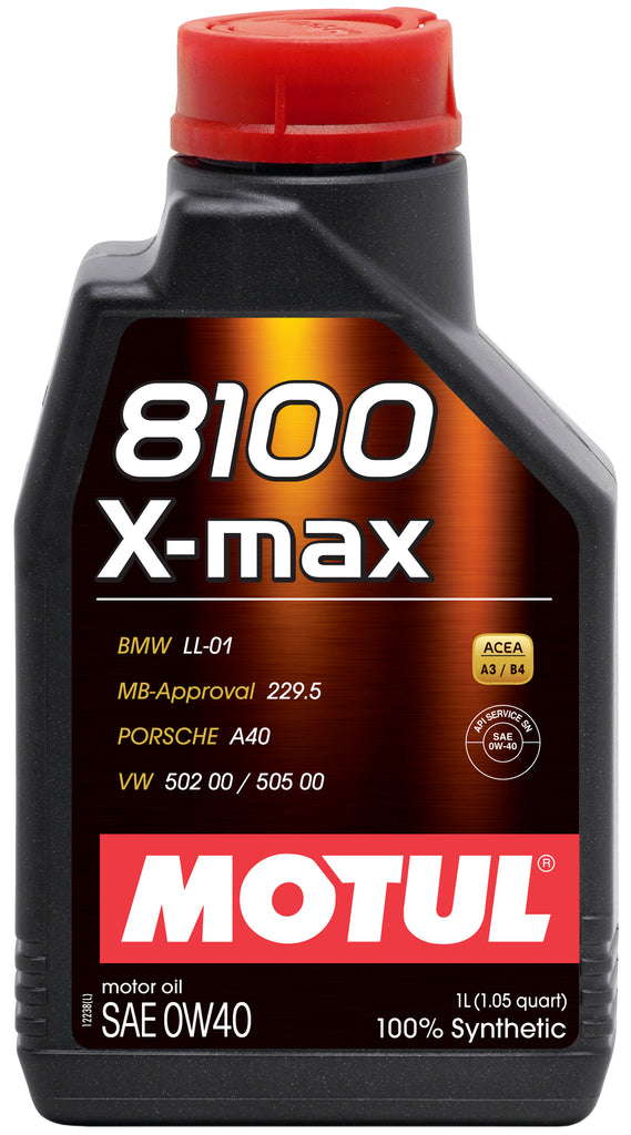 Motul 1L Synthetic Engine Oil 8100 0W40 X-MAX - Porsche A40 (104531)