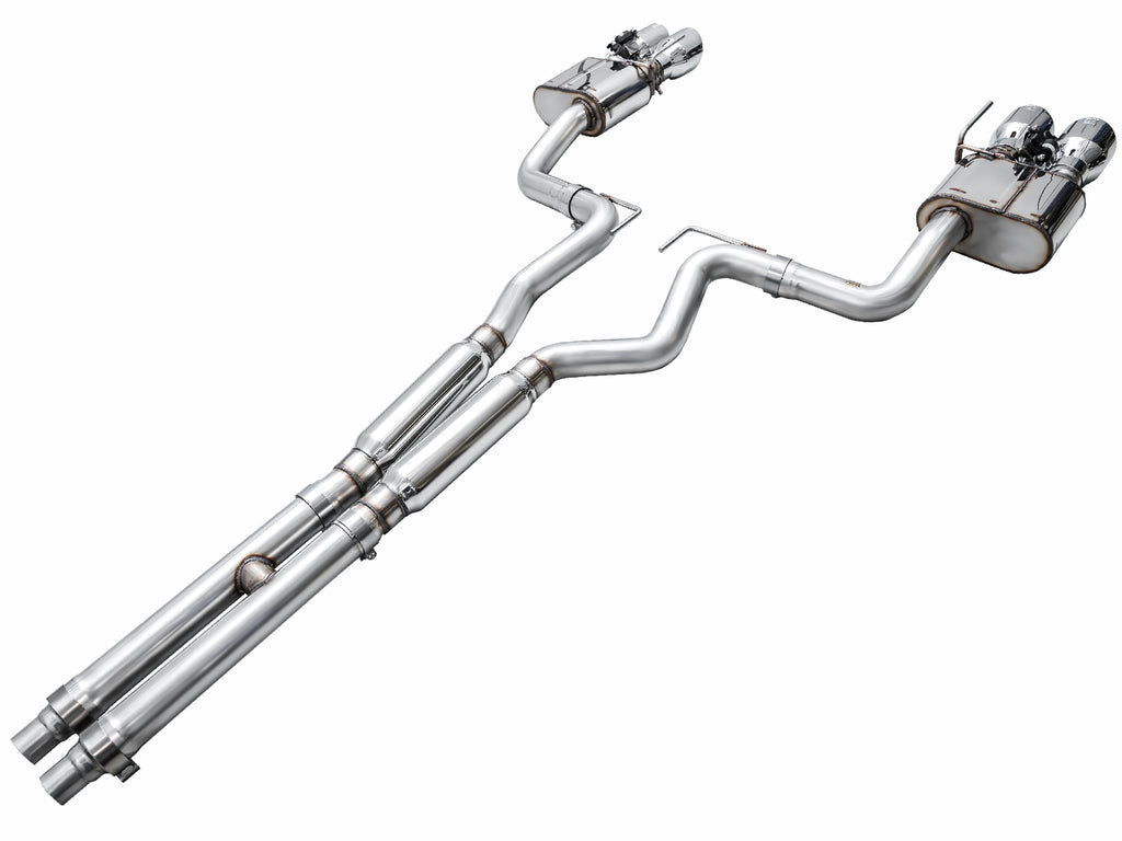 AWE Tuning AWE SwitchPathâ„¢ Exhaust for S650 Mustang GT Coupe - Quad Chrome Silver Tips - 3025-42650