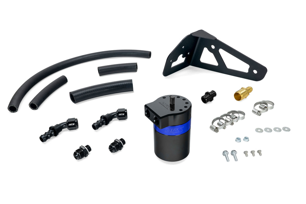 HPS Performance Plug and play oil catch can kit, separates oil from PCV system. (860-023BL)