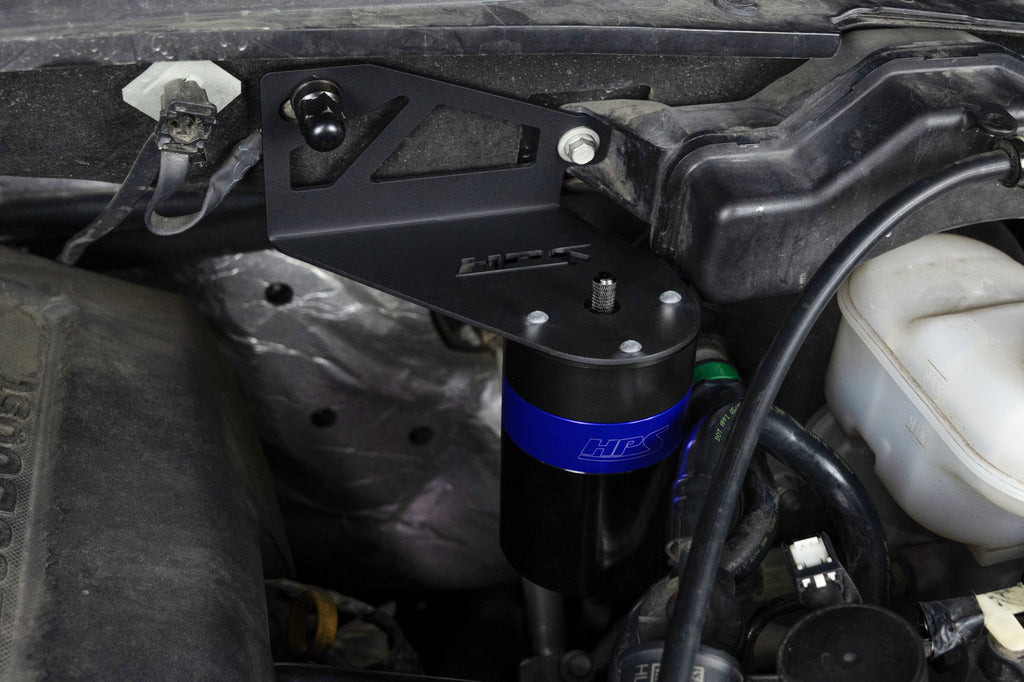 HPS Performance Plug and play oil catch can kit, separates oil from PCV system. (860-028BL)