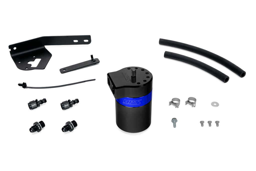 HPS Performance Plug and play oil catch can kit, separates oil from PCV system. (860-031BL)