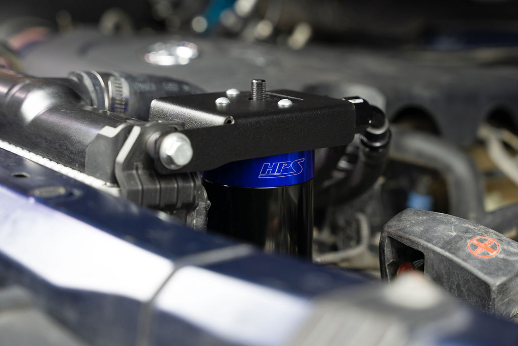 HPS Performance Plug and play oil catch can kit, separates oil from PCV system. (860-033BL)