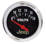 AutoMeter Jeep 52mm 8-18 Volts Short Sweep Electronic Voltmeter Gauge (880242)