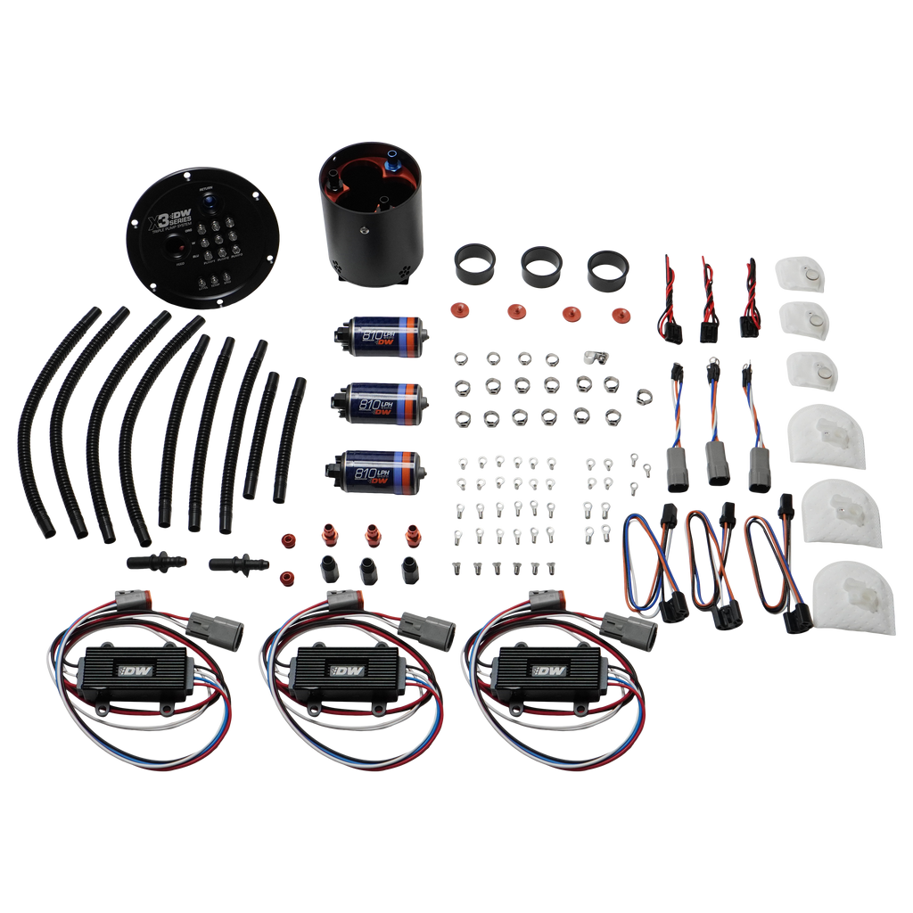 DeatschWerks 09-24 Nissan GT-R R35 X3 Triple Pump Module w/ Triple DW810 Pumps and Controllers (9-811-C105-7021)