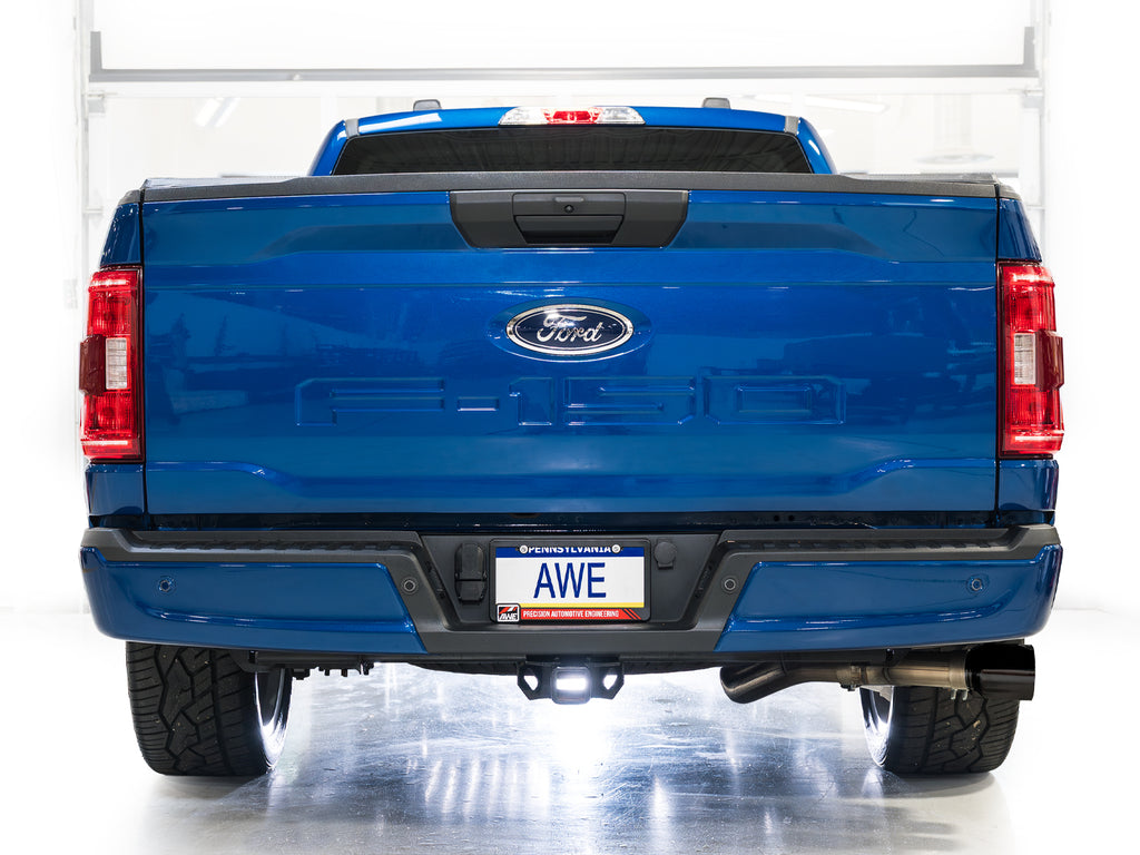 AWE Tuning 21-25 Ford F150 (14th Gen Reg Cab) Cat-Back Exhaust - 4.5in Dual Side Exit Diamond Black Tips (3015-33145)