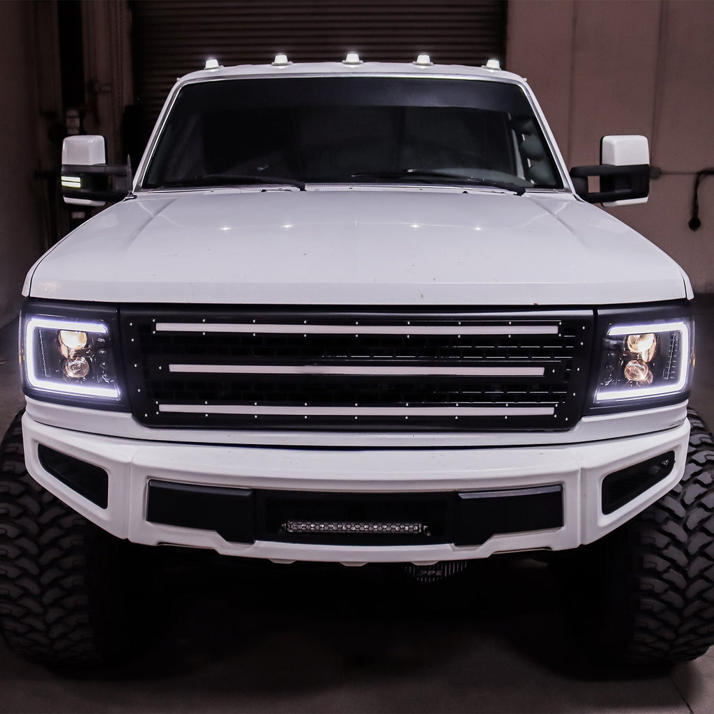 92-96 Ford F-Series/Bronco LUXX-Series LED Projector Headlights Alpha-Black