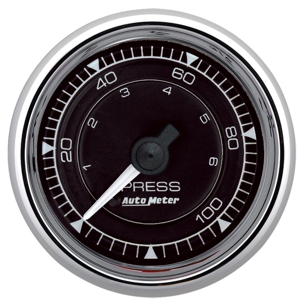 AutoMeter Chrono 2-1/16in 100PSI Mechanical Pressure Gauge - Chrome (9721)