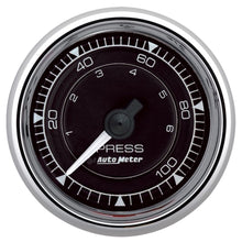 Load image into Gallery viewer, AutoMeter Chrono 2-1/16in 100PSI Mechanical Pressure Gauge - Chrome (9721)