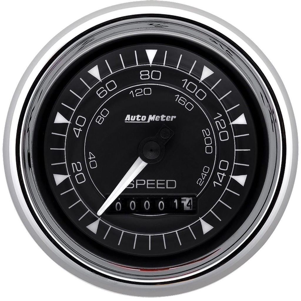 AutoMeter Chrono 3-3/8in 160MPH Electric Programmable Speedometer Gauge - Chrome (9788)