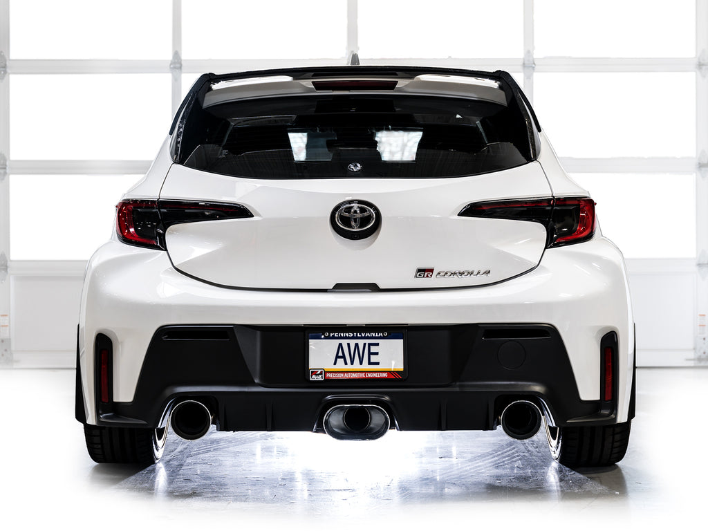 AWE Tuning 23-24 Toyota GR Corolla Track Edition Catback Exhaust - Chrome Silver Tips (3020-52472)