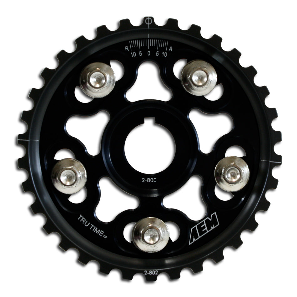 AEM Electronics Tru-Time Adjustable Cam Gear Black 5-Bolt (23-802BK)