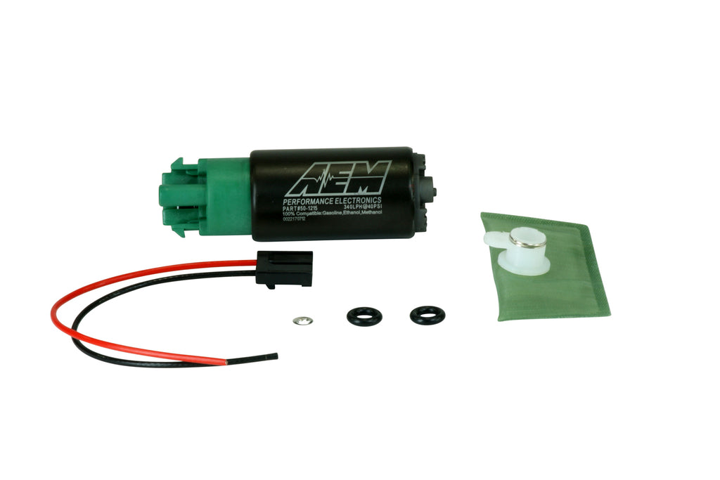 AEM Electronics 340lph E85-Compatible High Flow In-Tank Fuel Pump (65mm Short Offset Inlet with hooks, Inline)340lph40psi (50-1215)