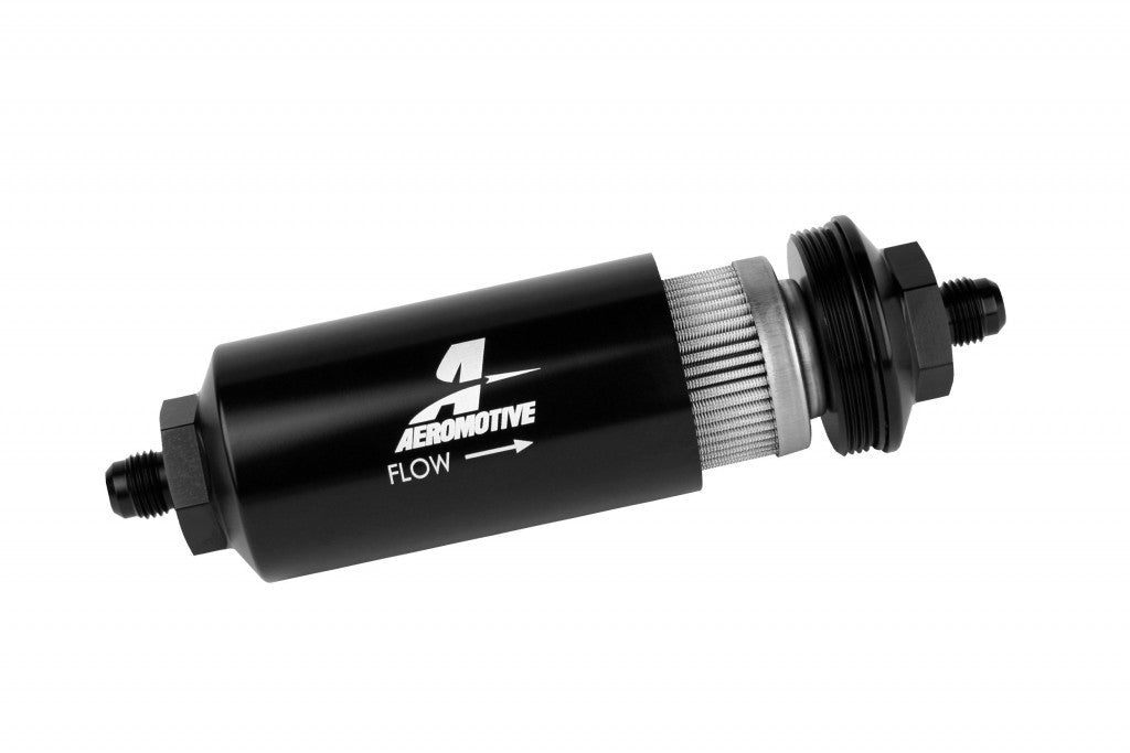 Aeromotive Fuel System 6an Inline Fuel Filter 40 Micron 2in OD Black - 12348