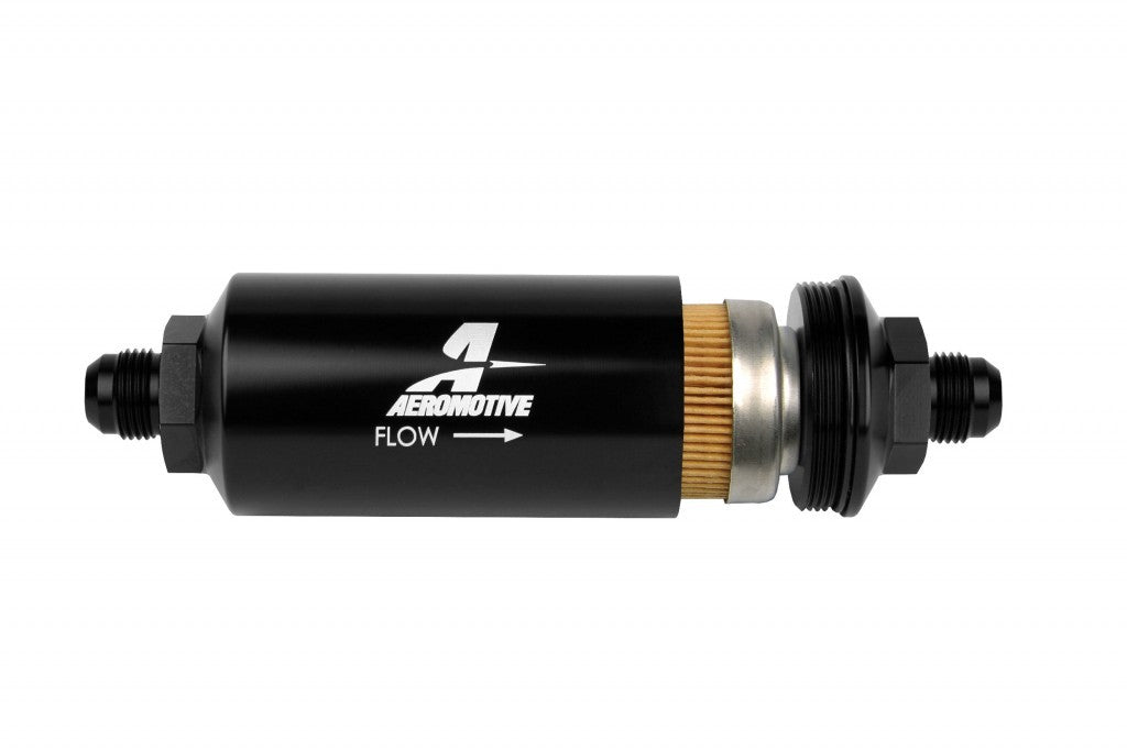 Aeromotive Fuel System 8an Inline Fuel Filter 10 Micron 2in OD Black - 12377