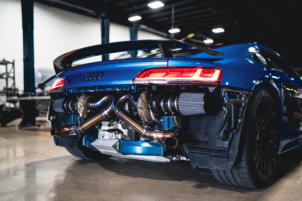 AMS Performance 2017-2019 Audi R8 ALPHA G40-1150 1.01 A/R Twin Turbo Kit w/ Center Exit Titanium Exhaust (ALP.40.14.0040-1)