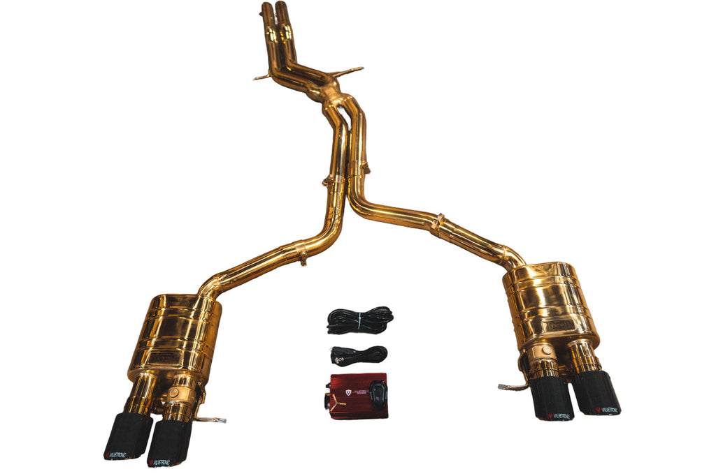 Valvetronic Designs 2010-2016 Audi 4.2L Catback T304 Stainless Steel Finished in Anodized Gold Brushed 3.5 Inch Outlet Tips (AUD.B8.S4.VSES.AG.BRSH)