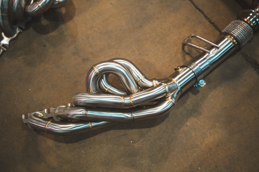 Valvetronic Designs 2017-2025 Audi R8 5.2L F1 Exhaust System With Free Flow Headers (Version 1) T304 Stainless Steel Reuses OEM Tips (AUD.R8.V10.GEN2.F1.FFH.1.BR)