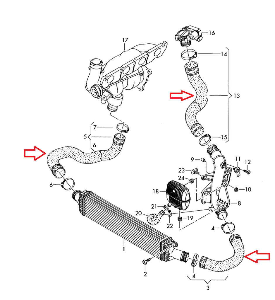 CTS Turbo B8 A4/A5 2.0T Silicone Intercooler Hose kit (CTS-SIL-B8-ITKIT)