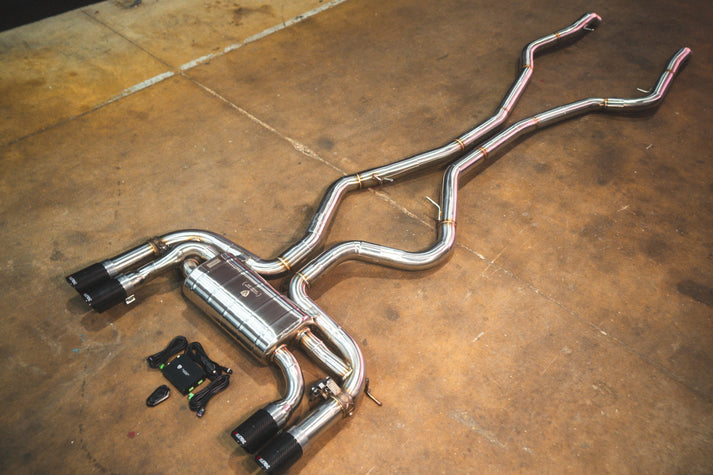 Valvetronic Designs 2015-2018 BMW F85 X5M, F86 X6M 4.4L Catback T304 Stainless Steel Brushed 3.5 Inch Outlet Tips (BMW.F85.X5M.VSES.BR.BRSH)
