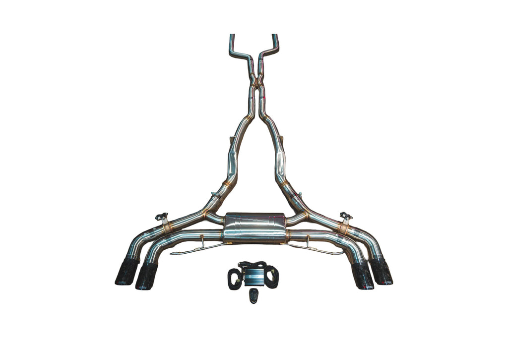 Valvetronic Designs 2020-2025 BMW F95 X5M 4.4L Catback T304 Stainless Steel Forged Carbon 3.5 Inch Outlet Tips (BMW.F95.X5M.VSES.BR.FC)