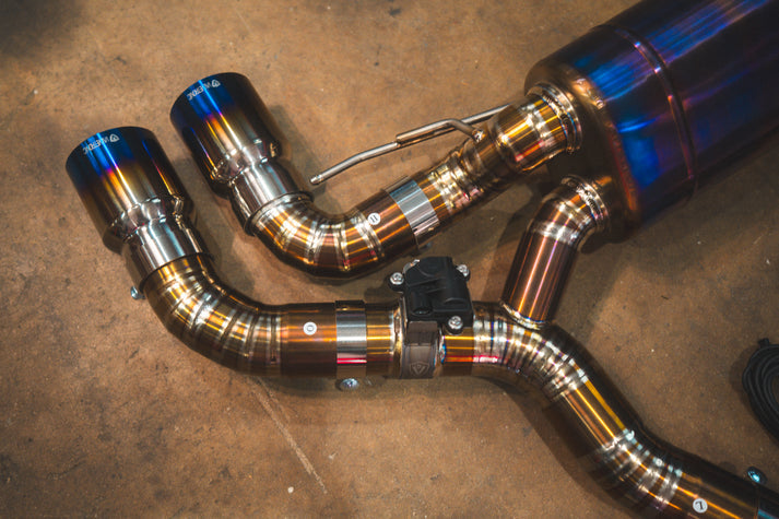 Valvetronic Designs 2018-2023 BMW 4.4L Catback Grade 5 Titanium Brushed 3.5 Inch Outlet Tips (BMW.F9X.M5.M8.VSES.TI.BRSH)