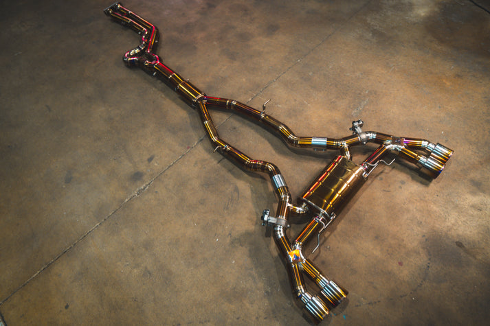 Valvetronic Designs 2019-2025 BMW 3.0L Catback Grade 5 Titanium Burnt 3.5 Inch Outlet Tips (BMW.F9X.X3M.VSES.TI.BRT)