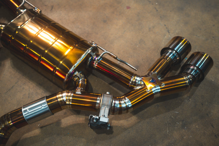 Valvetronic Designs 2019-2025 BMW 3.0L Catback Grade 5 Titanium Burnt 3.5 Inch Outlet Tips (BMW.F9X.X3M.VSES.TI.BRT)