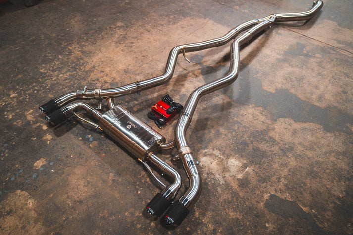 Valvetronic Designs 2019-2025 BMW G20, M340i 3.0L Catback T304 Stainless Steel Black 3.5 Inch Outlet Tips (BMW.G20.M340i.VSES.BR.BLK)