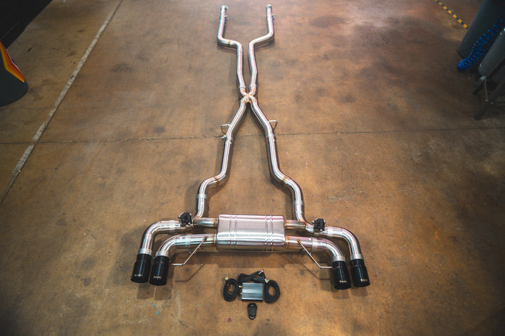 Valvetronic Designs 2017-2023 BMW G30, M550i 4.4L Catback T304 Stainless Steel Brushed 3.5 Inch Outlet Tips (BMW.G30.M550i.VSES.BR.BRSH)