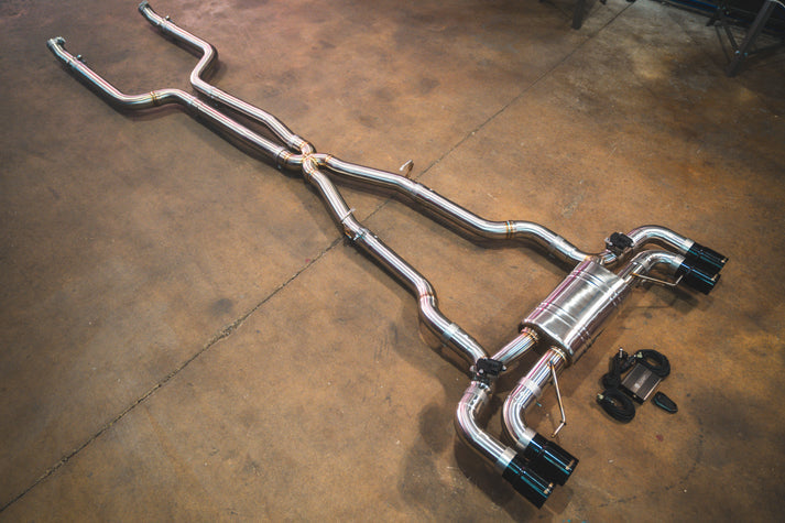 Valvetronic Designs 2017-2023 BMW G30, M550i 4.4L Catback T304 Stainless Steel Burnt 3.5 Inch Outlet Tips (BMW.G30.M550i.VSES.BR.BRT)