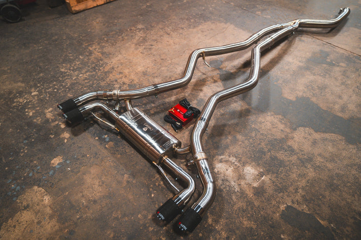 Valvetronic Designs 2019-2025 BMW G42, M240i 3.0L Catback T304 Stainless Steel Forged Carbon 3.5 Inch Outlet Tips (BMW.G42.M240i.VSES.BR.FC)