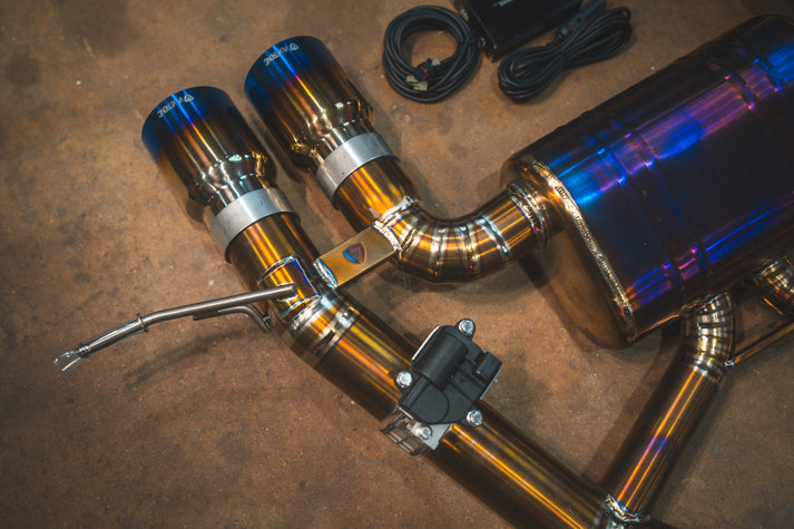 Valvetronic Designs 2022-2025 BMW G87, M2 3.0L Axleback Grade 5 Titanium Carbon Fiber 4.0 Inch Outlet Tips (BMW.G87.M2.AXL.TI.RC)