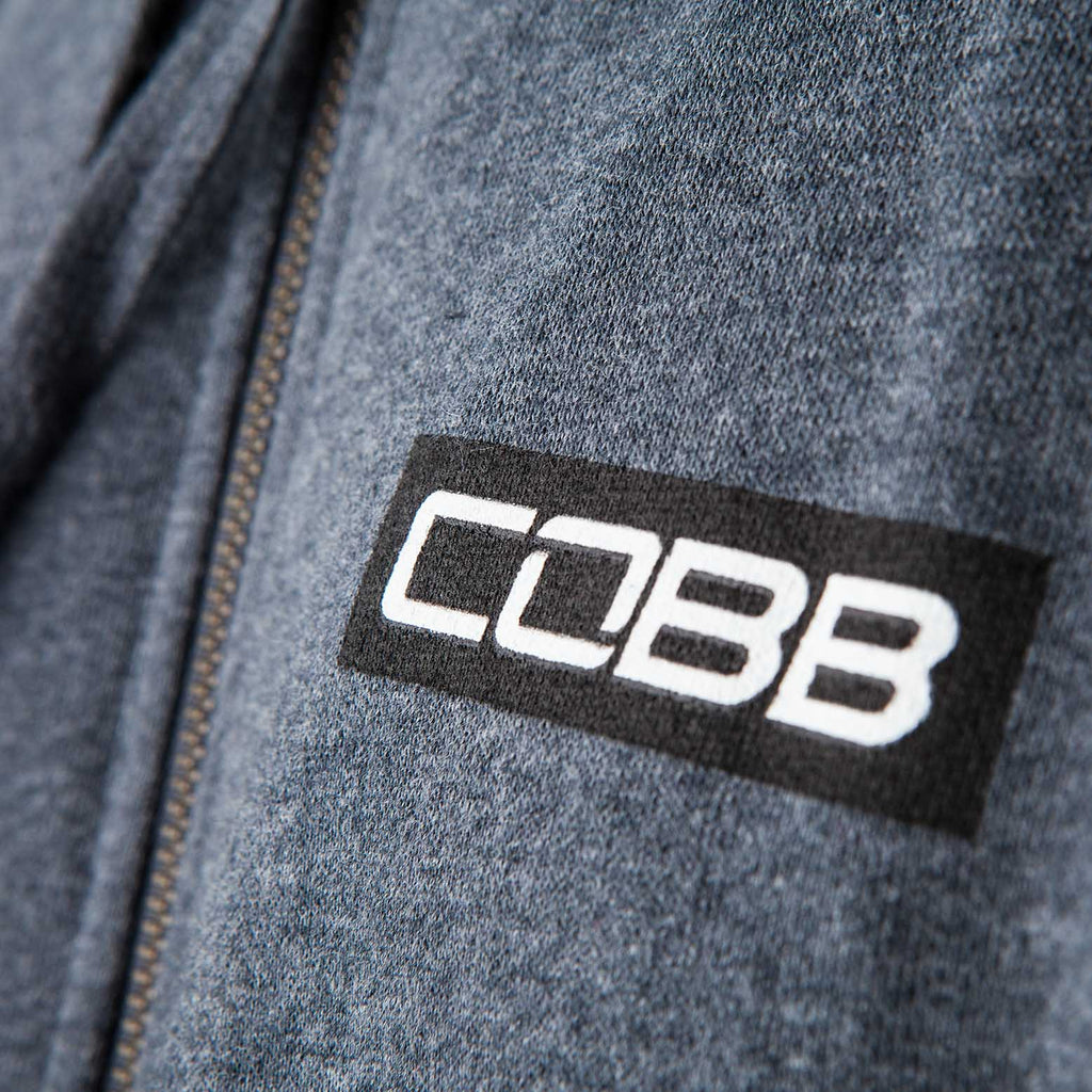 COBB Tuning Logo Full-Zip Hoodie - Men's Grey/Black - Large (CO-ZIPHOODIE-L)
