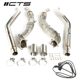 CTS Turbo Audi C7/C7.5 S6/S7/RS7 4.0T Cast Downpipe Set with High Flow Cats (CTS-EXH-DP-0026-CAT)