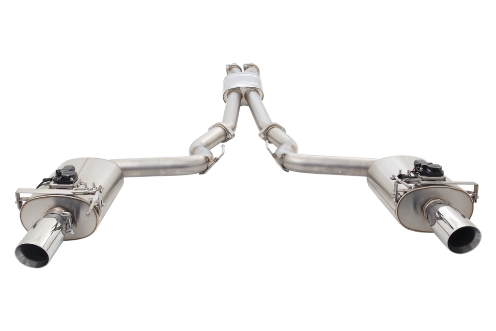 XFORCE Ford Mustang GT 2015 (Coupe) Twin 3" Stainless Steel Cat-Back Exhaust System With Oval Varex Mufflers (ES-FM15-02-VMK-CBS)