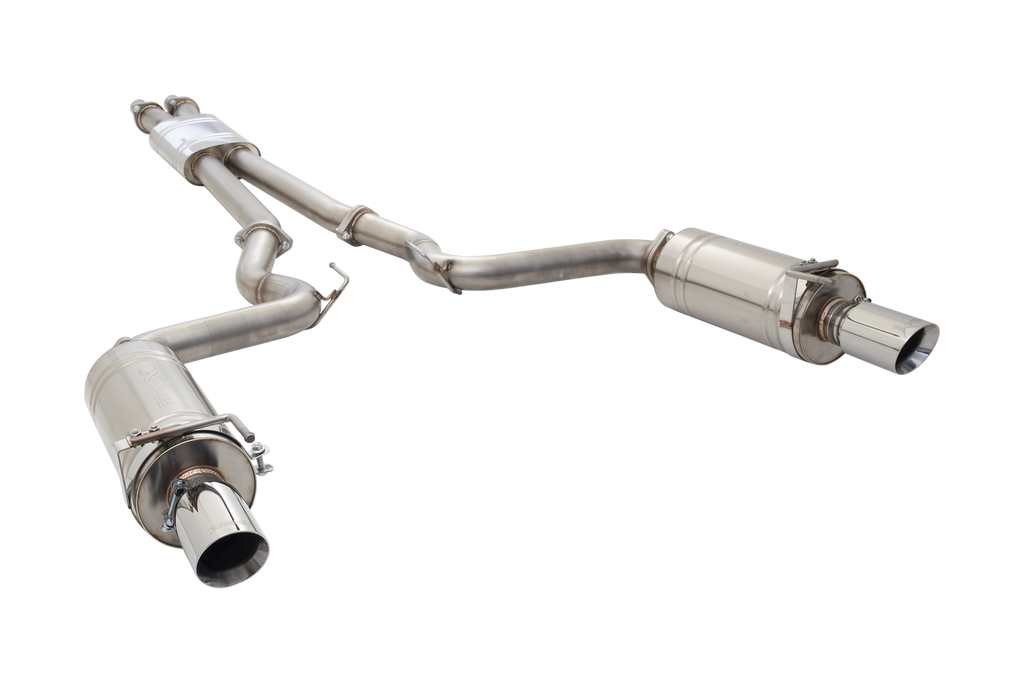 XFORCE Ford Mustang GT 2015- Twin 3" Stainless Steel Cat-Back Exhaust System (Round rear mufflers) (ES-FM15-CBS)