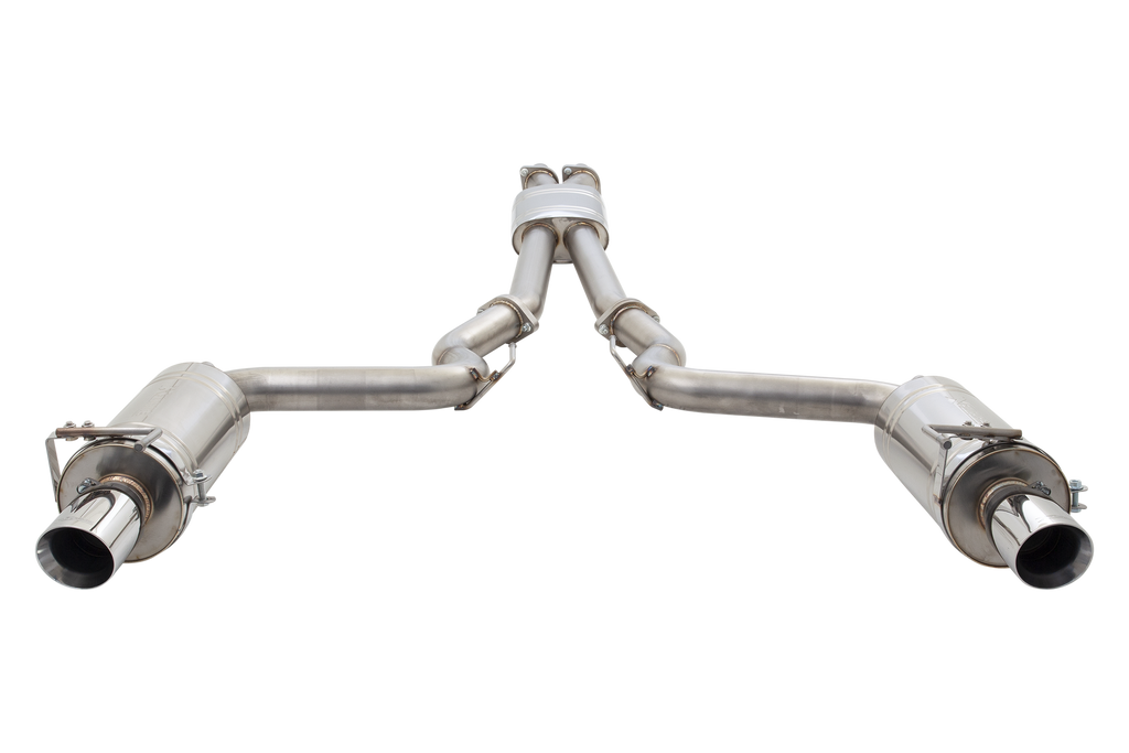 XFORCE Ford Mustang GT 2015- Twin 3" Stainless Steel Cat-Back Exhaust System (Round rear mufflers) (ES-FM15-CBS)