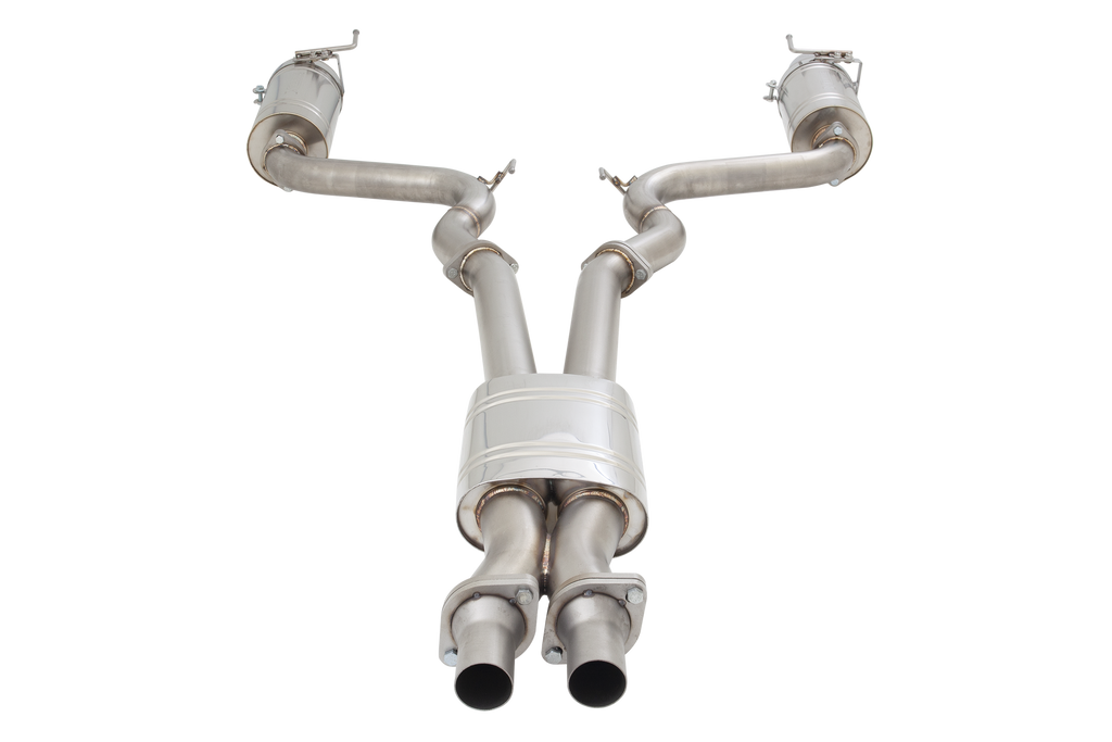 XFORCE Ford Mustang GT 2015- Twin 3" Stainless Steel Cat-Back Exhaust System (Round rear mufflers) (ES-FM15-CBS)